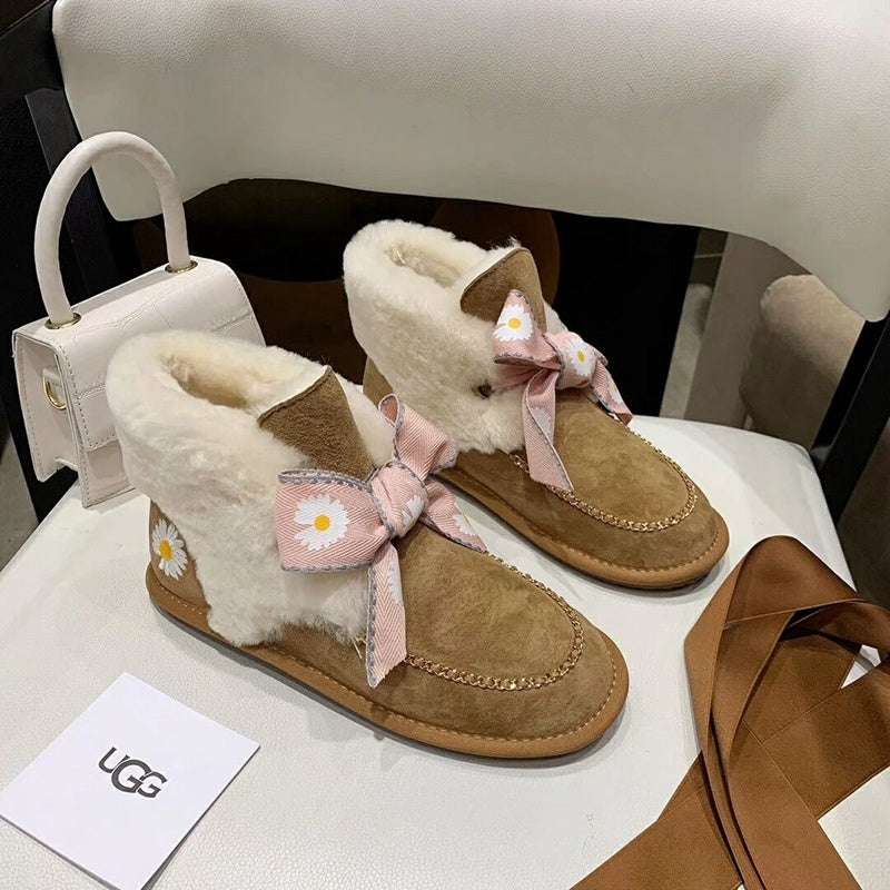 Daisy Chain & Ribbon Footwear – Chestnut | 7888