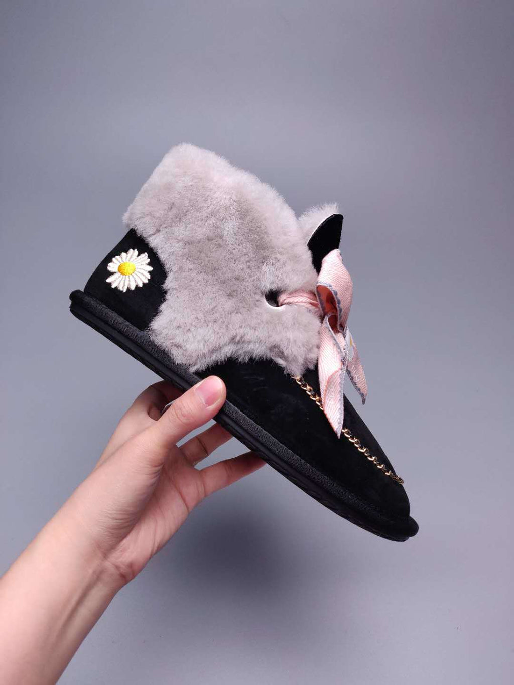 Daisy Chain & Ribbon Footwear – Black | 7888