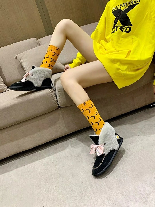 Daisy Chain & Ribbon Footwear – Black | 7888