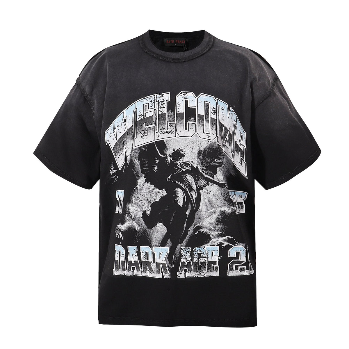 RARE PEACE Dark Age Washed Black Graphic T-Shirt