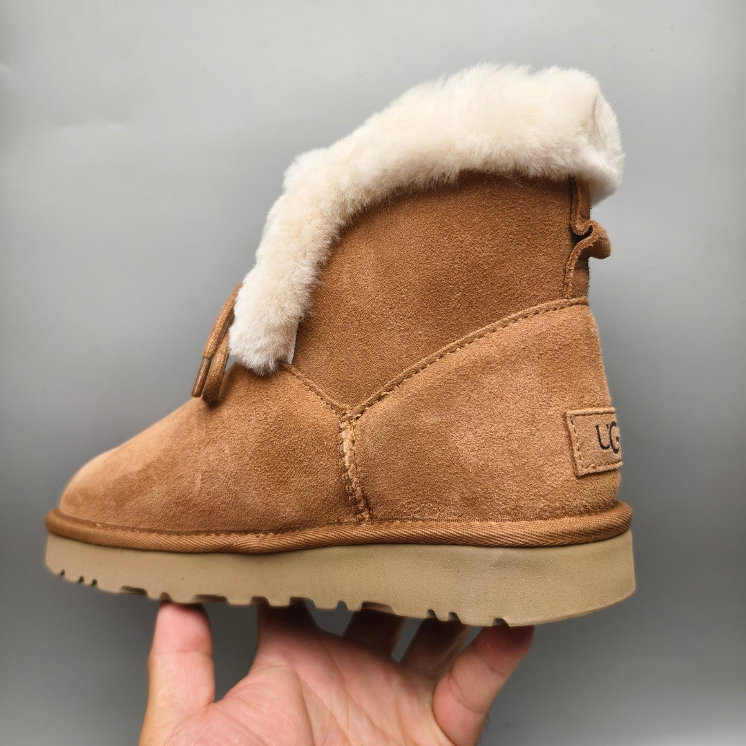Chestnut Lace-Up Mid-Calf Casual Boots – 4576