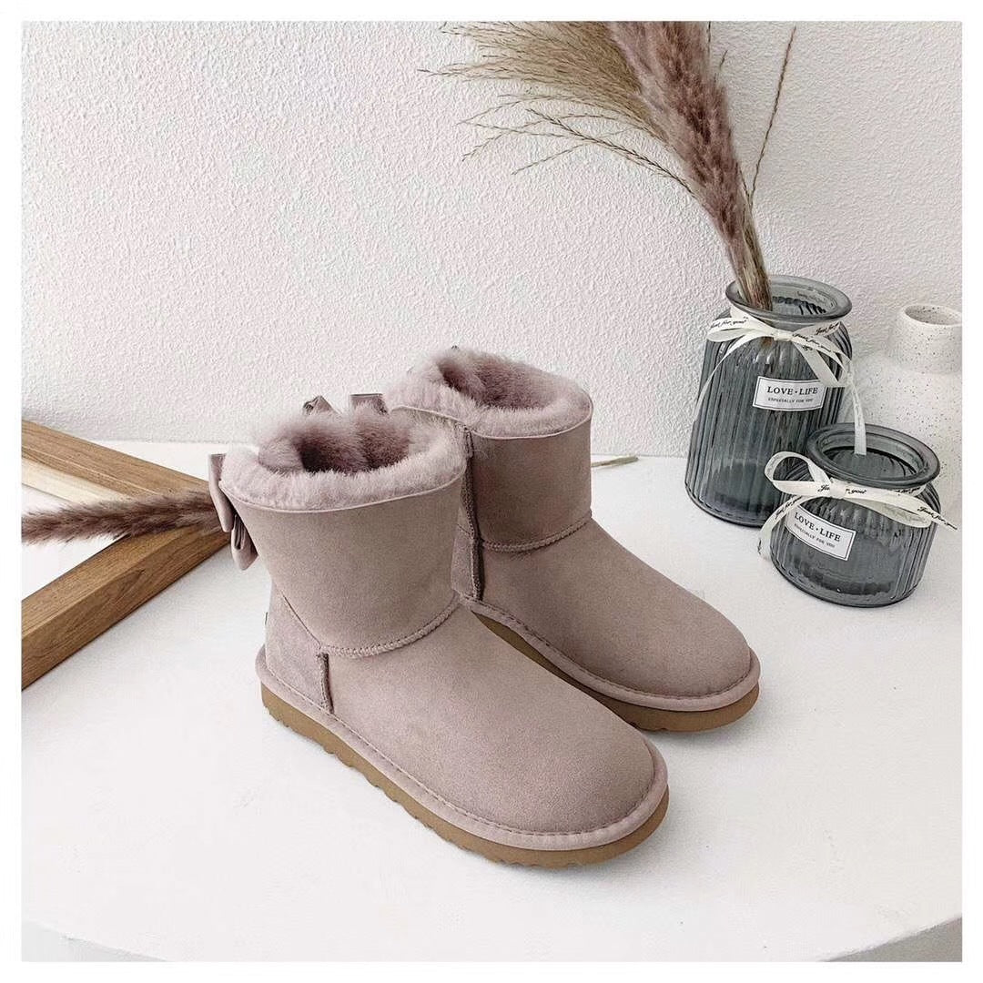Dusk Pink Bow-Detail Ankle Boots | 3130