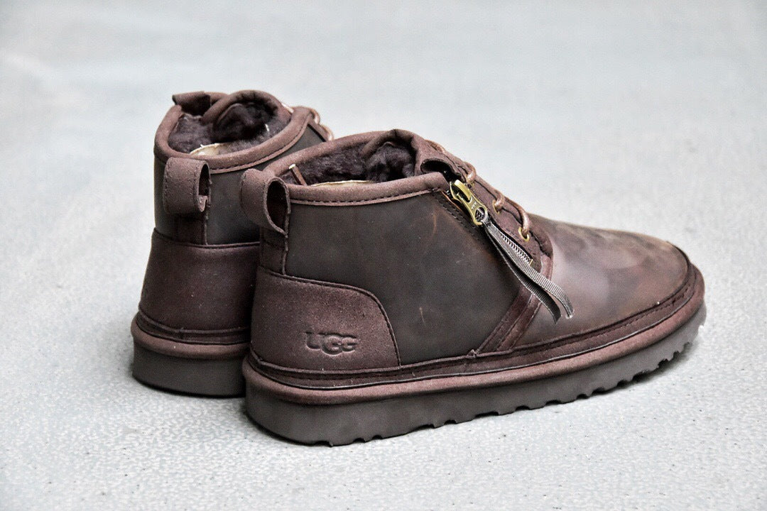 Men’s Crazy Horse Leather Zip-Up Shoes – 3883