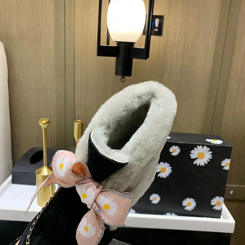 Daisy Chain & Ribbon Footwear – Black | 7888
