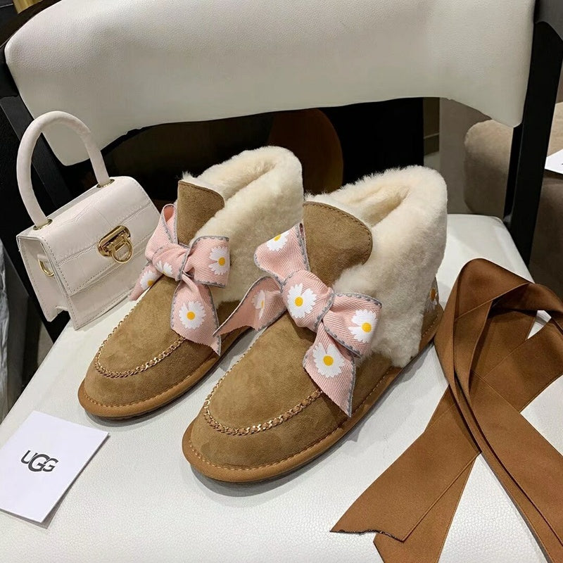Daisy Chain & Ribbon Footwear – Chestnut | 7888
