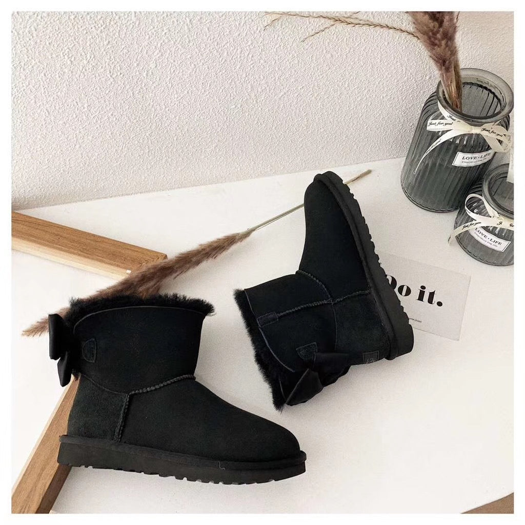 Black Bow-Detail Ankle Boots | 3130