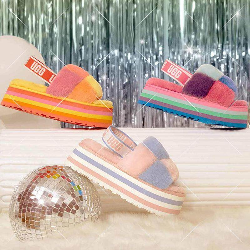 Yellow Colorblock Platform Sandals | 3490