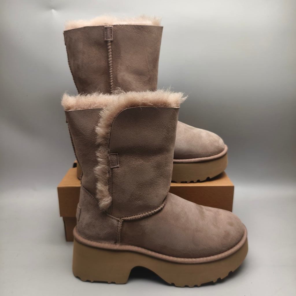 Women's Walnut Platform Wedge Mid-Calf Boots | 1533