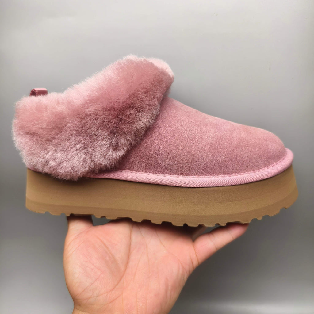 Pink Platform Slip-On Shoes with Suede-Look Finish | 1393