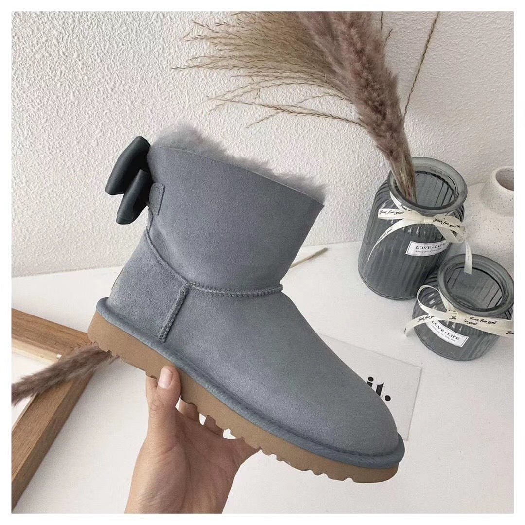 Gray Bow-Detail Ankle Boots | 3130