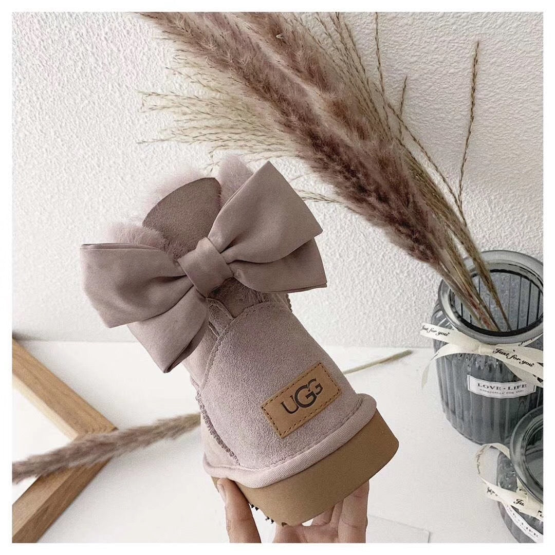 Dusk Pink Bow-Detail Ankle Boots | 3130