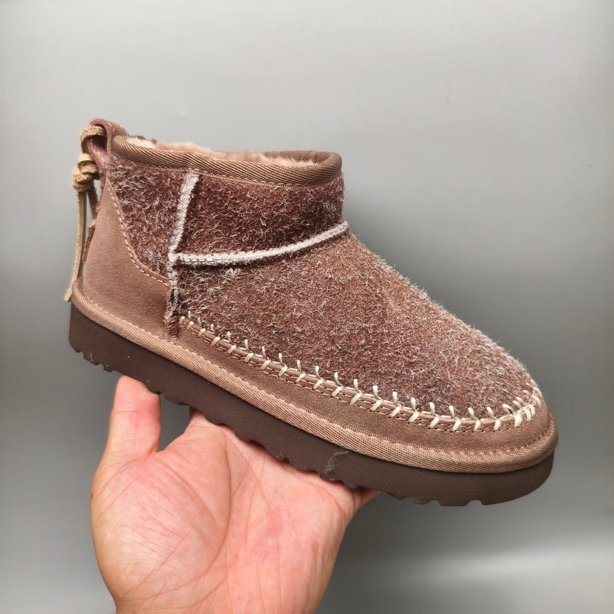 Brown Suede-Look Shoes with Back Strap | 1538