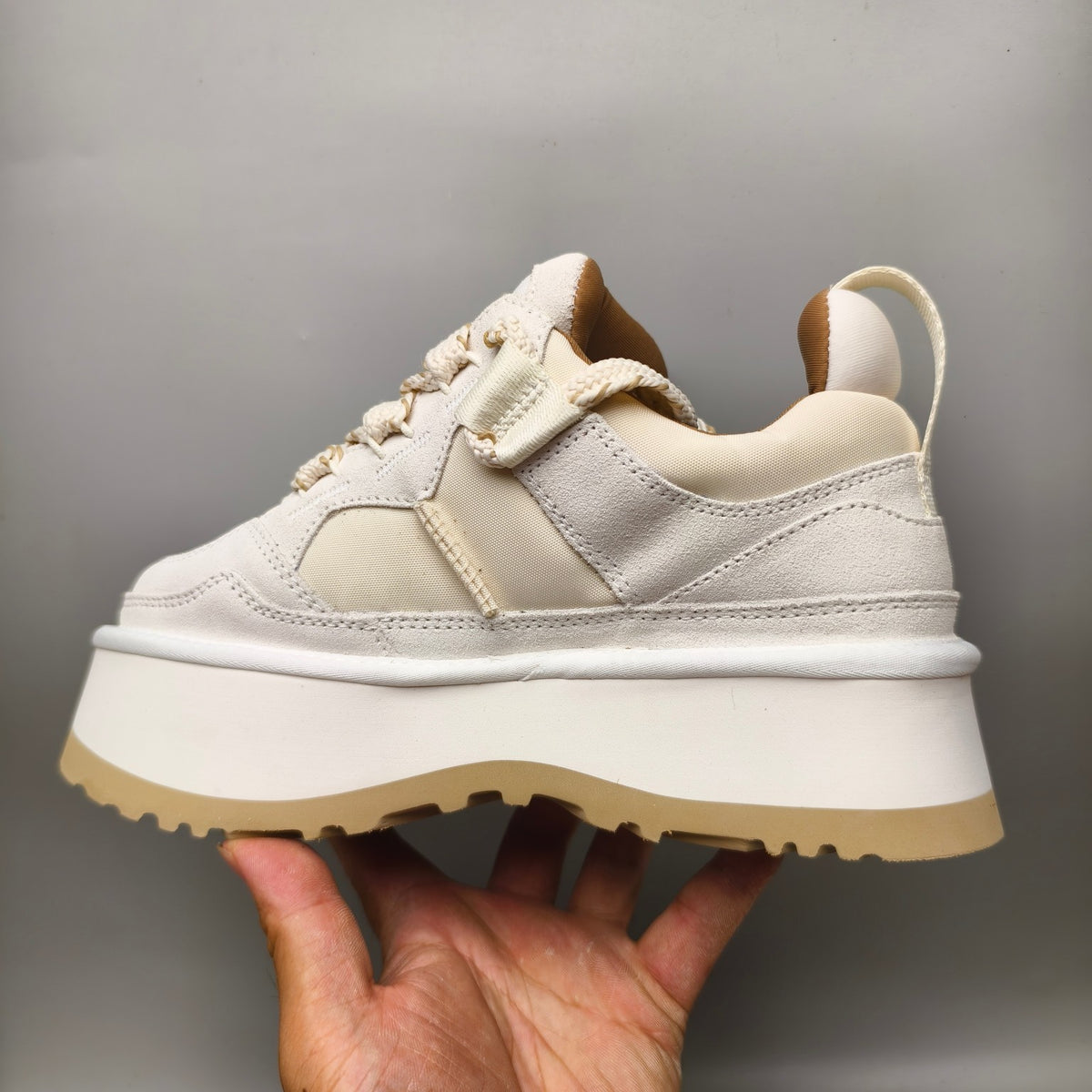 White Chunky Platform Lace-Up Sneakers | 1541