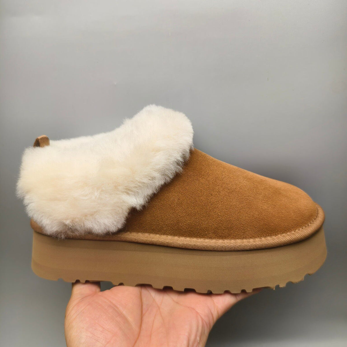 Chestnut Platform Slip-On Shoes with Suede-Look Finish | 1393