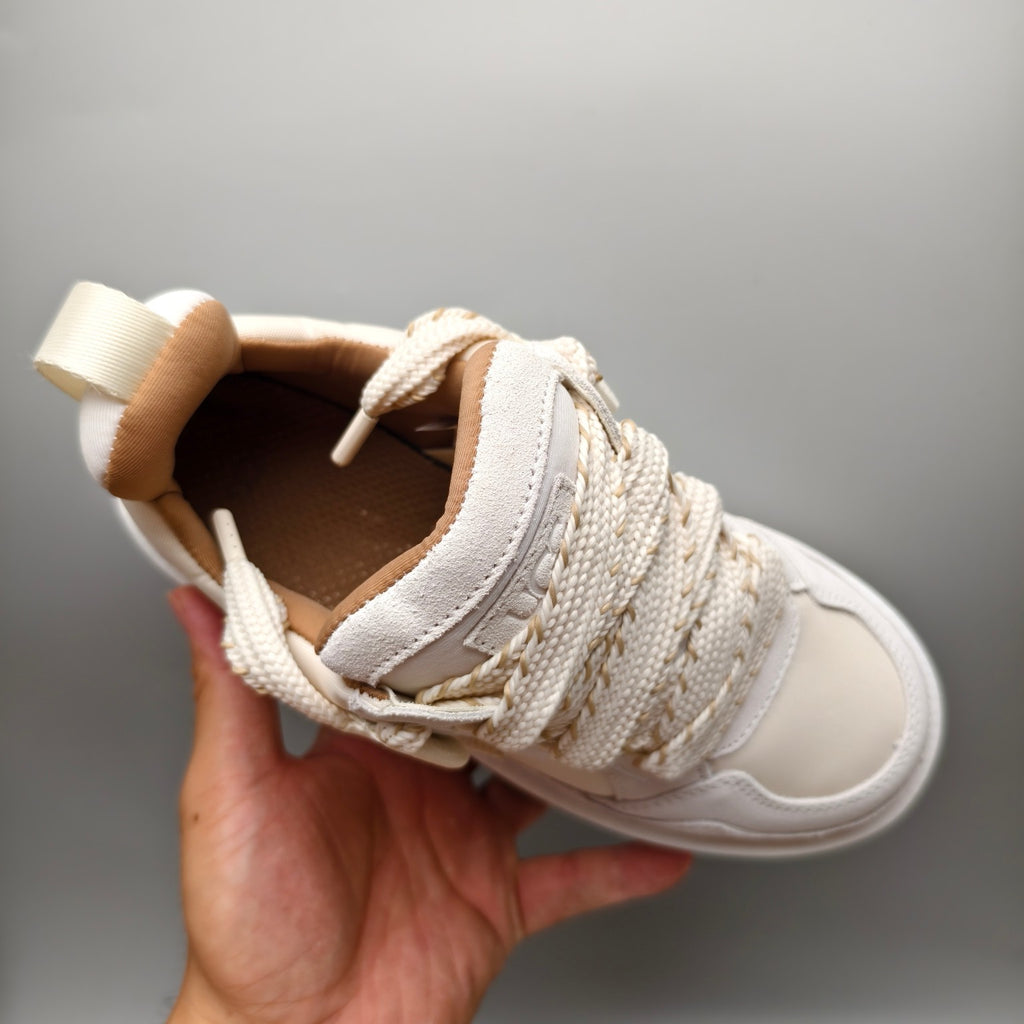 White Chunky Platform Lace-Up Sneakers | 1541