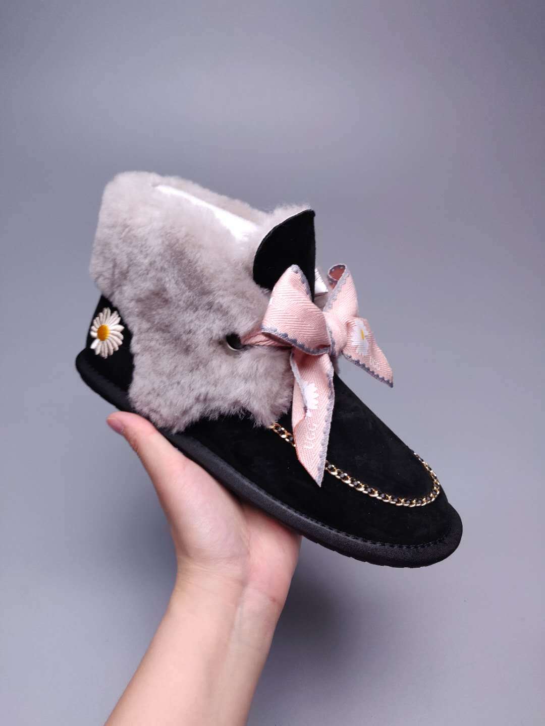 Daisy Chain & Ribbon Footwear – Black | 7888