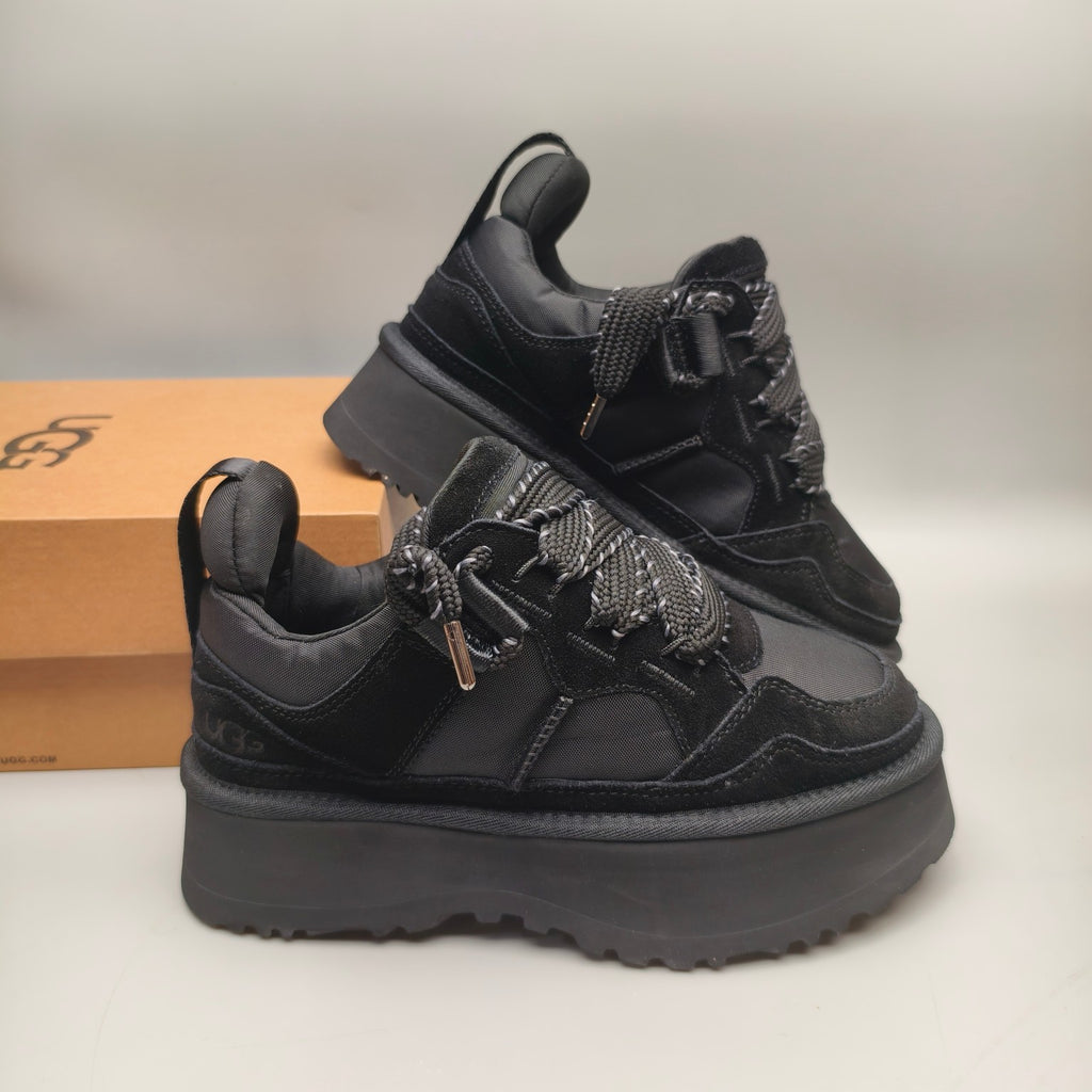 Black Chunky Platform Lace-Up Sneakers | 1541