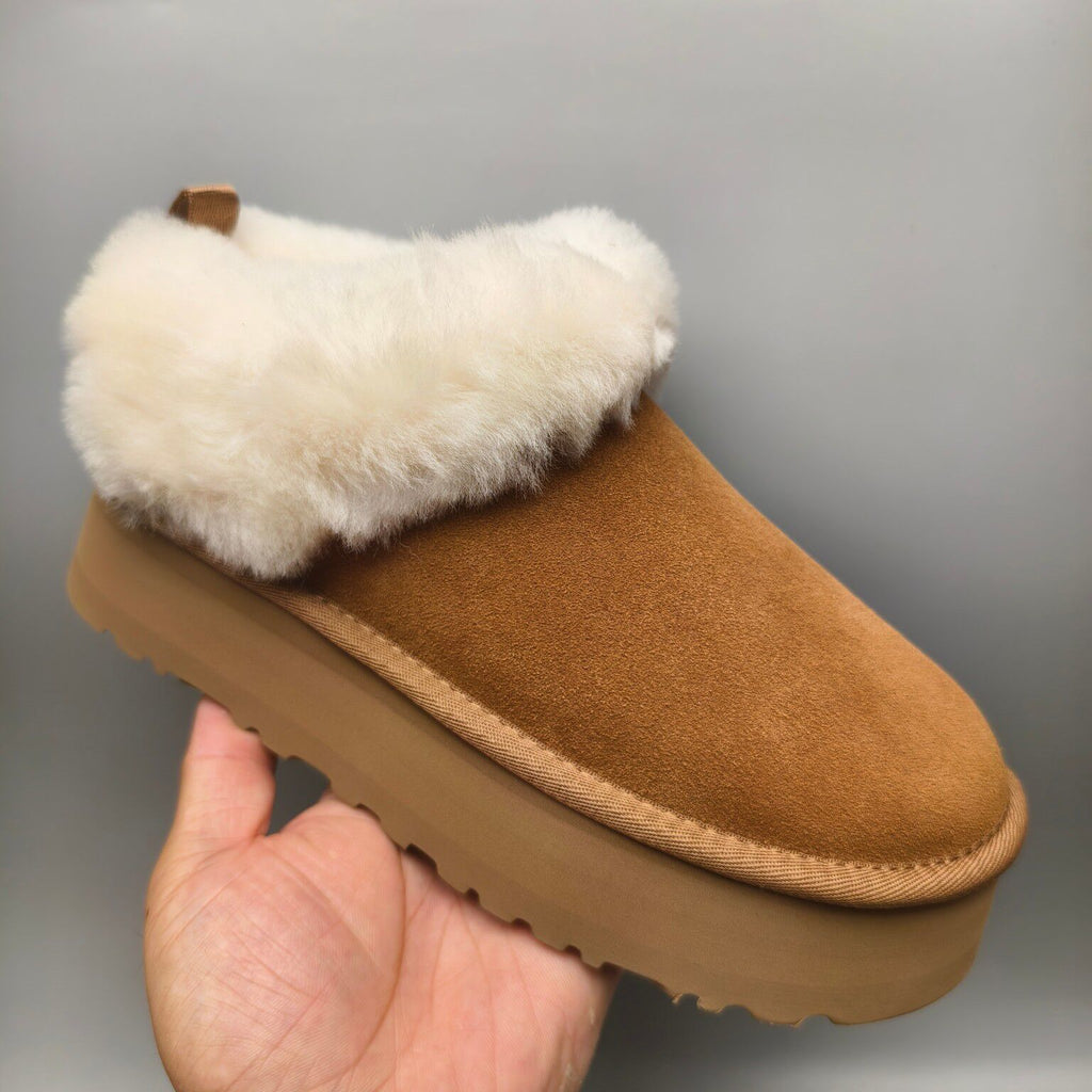 Chestnut Platform Slip-On Shoes with Suede-Look Finish | 1393
