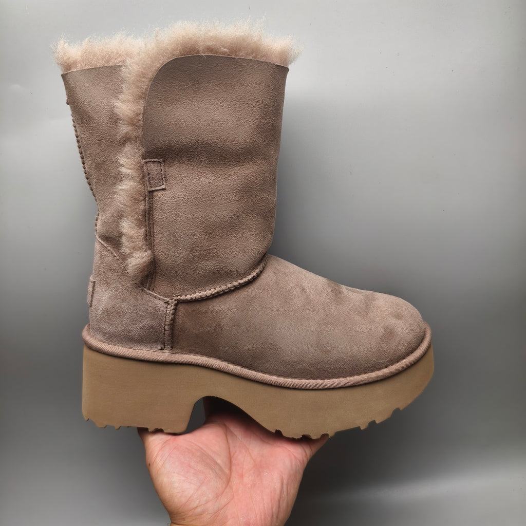 Women's Walnut Platform Wedge Mid-Calf Boots | 1533