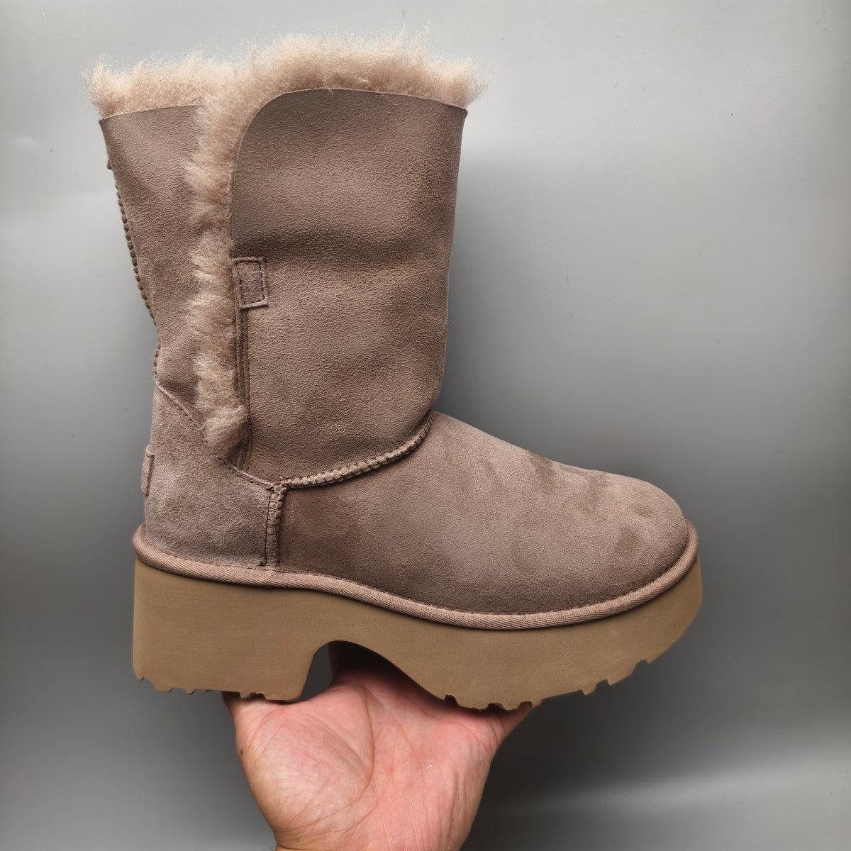 Women's Walnut Platform Wedge Mid-Calf Boots | 1533