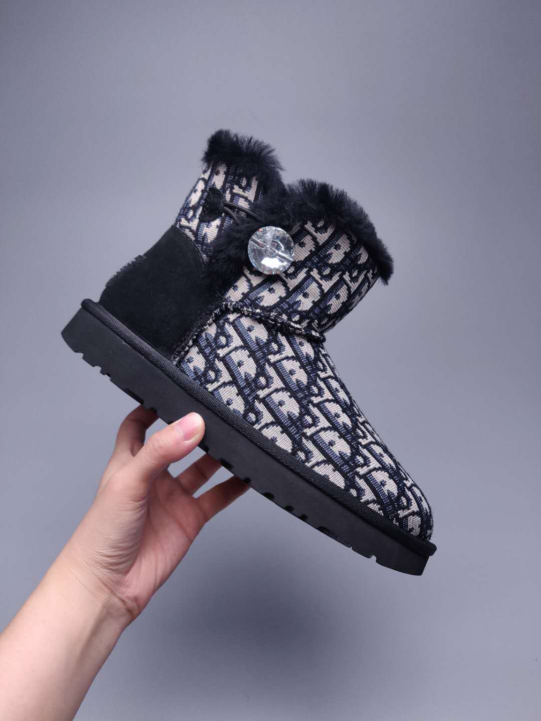 Textured Fabric Footwear – Black | 6554
