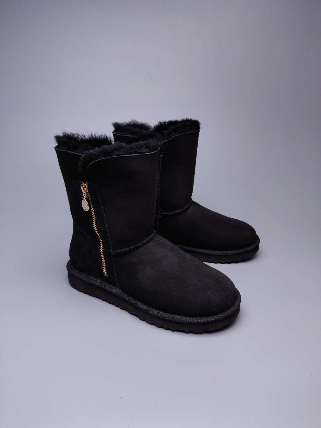Black Side-Zip Mid-Calf Boots | 2480